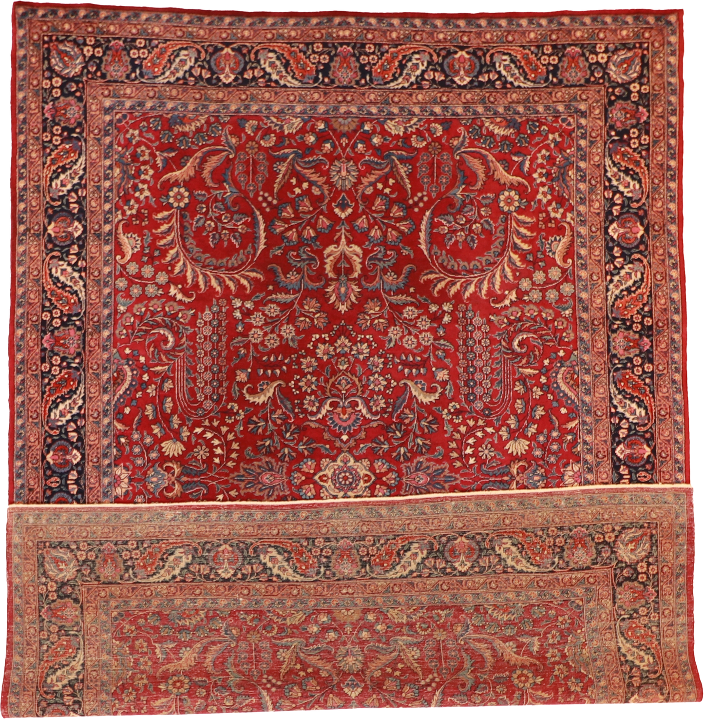 W 8.8 L 11.10 Mashad Vintage 100% Wool Hand-Woven All-Over Design - 12001
