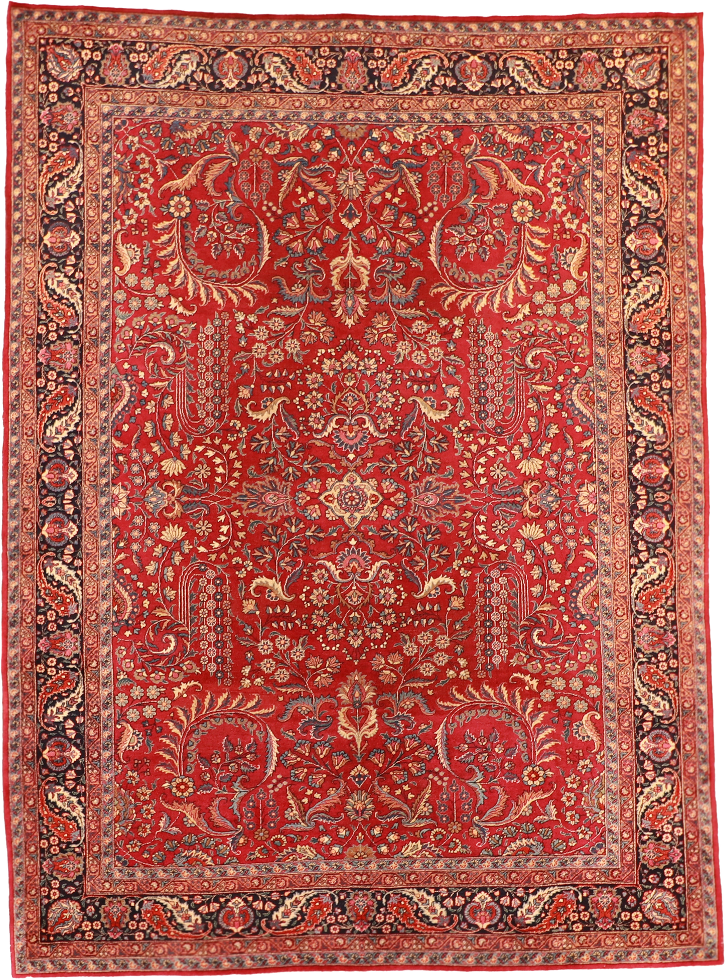 W 8.8 L 11.10 Mashad Vintage 100% Wool Hand-Woven All-Over Design - 12001
