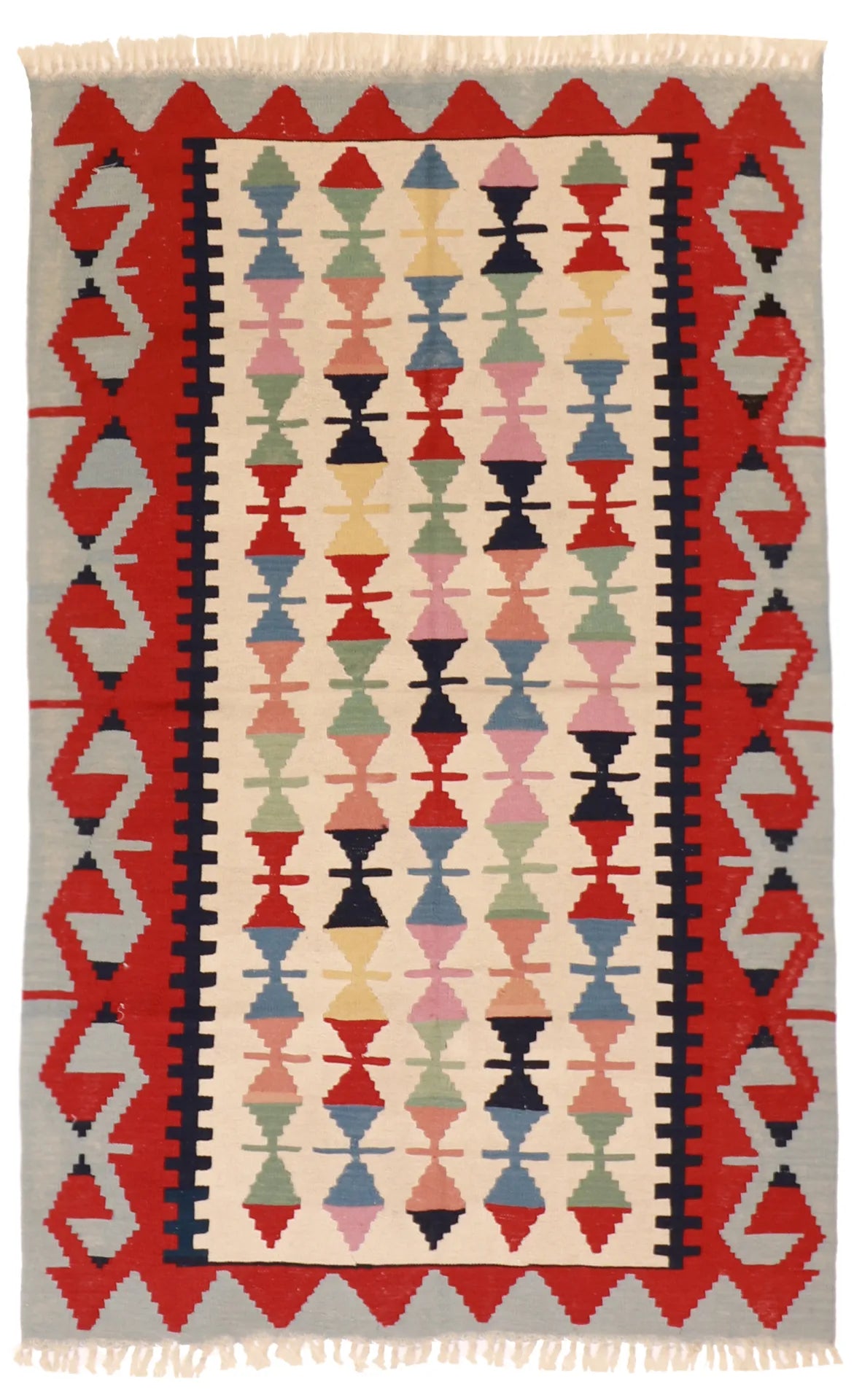 3.9 x 5.9 - Kilim Wool All Over Rectangle - Finest Hand-Knotted Quality Wool — 12183