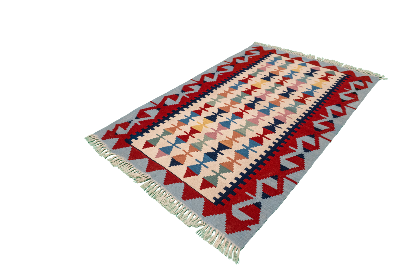 W 3.9 - L 5.9 - Kilim Wool All Over Rectangle - Finest Hand-Made Quality Wool - 12183