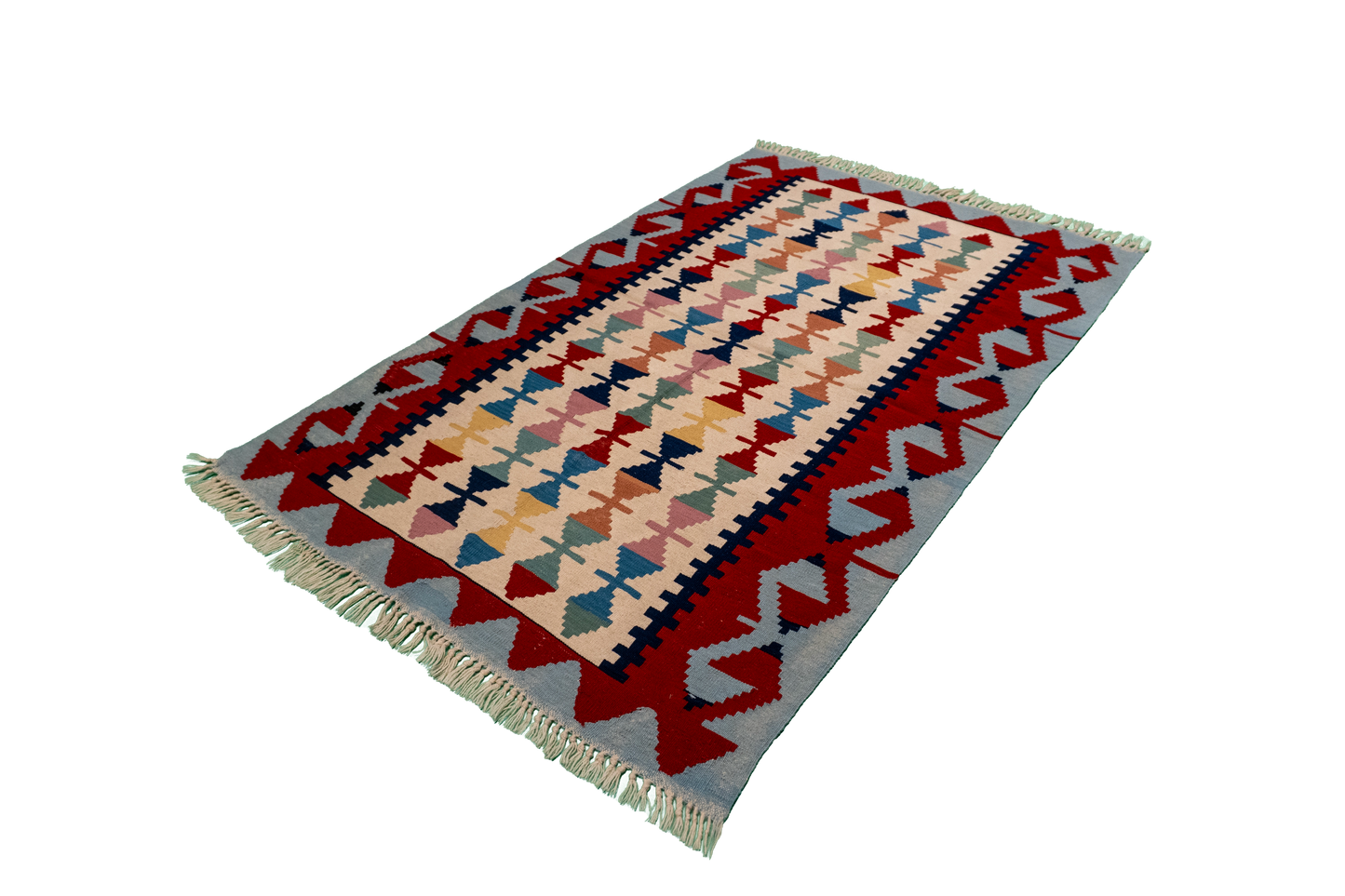 W 3.9 - L 5.9 - Kilim Wool All Over Rectangle - Finest Hand-Made Quality Wool - 12183