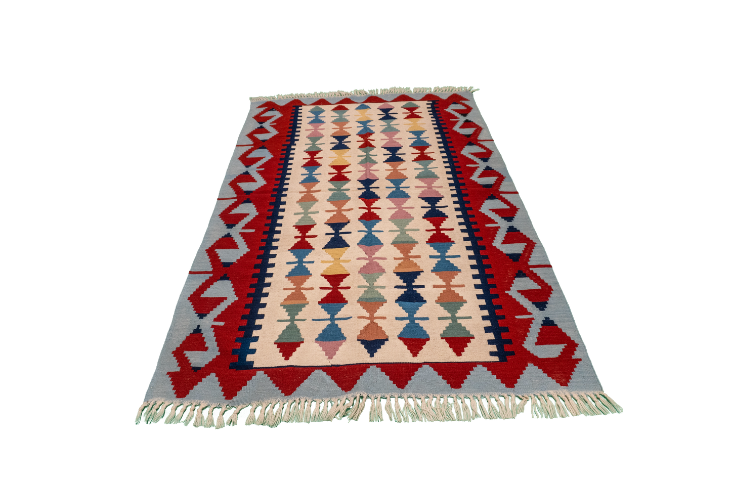 W 3.9 - L 5.9 - Kilim Wool All Over Rectangle - Finest Hand-Made Quality Wool - 12183