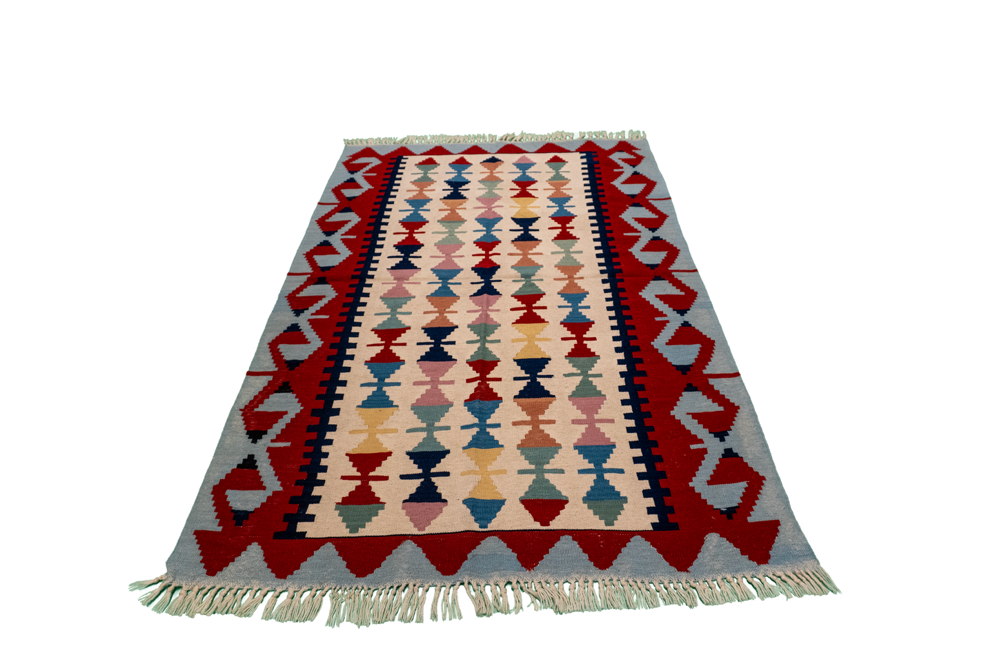W 3.9 - L 5.9 - Kilim Wool All Over Rectangle - Finest Hand-Made Quality Wool - 12183