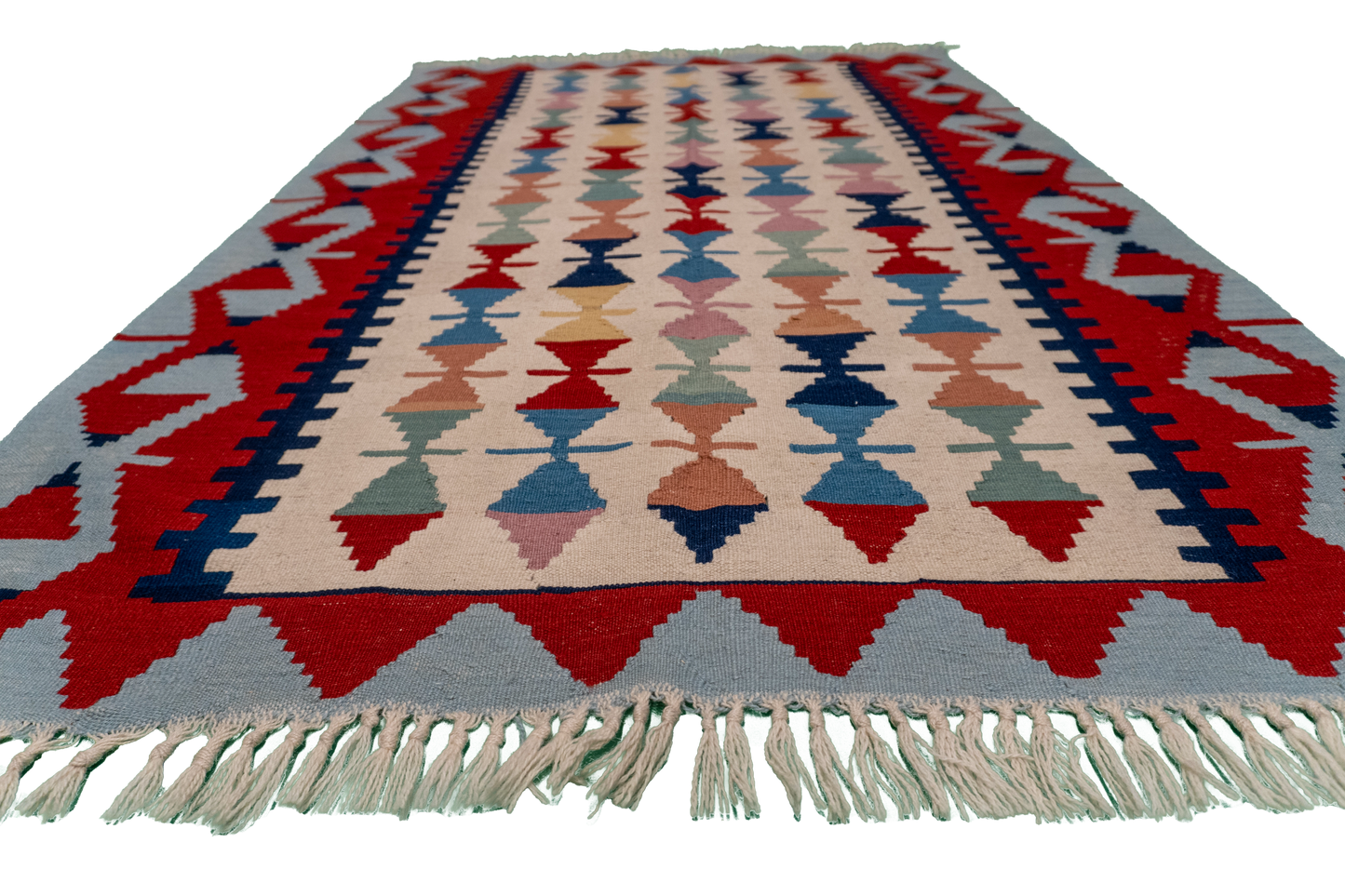 W 3.9 - L 5.9 - Kilim Wool All Over Rectangle - Finest Hand-Made Quality Wool - 12183