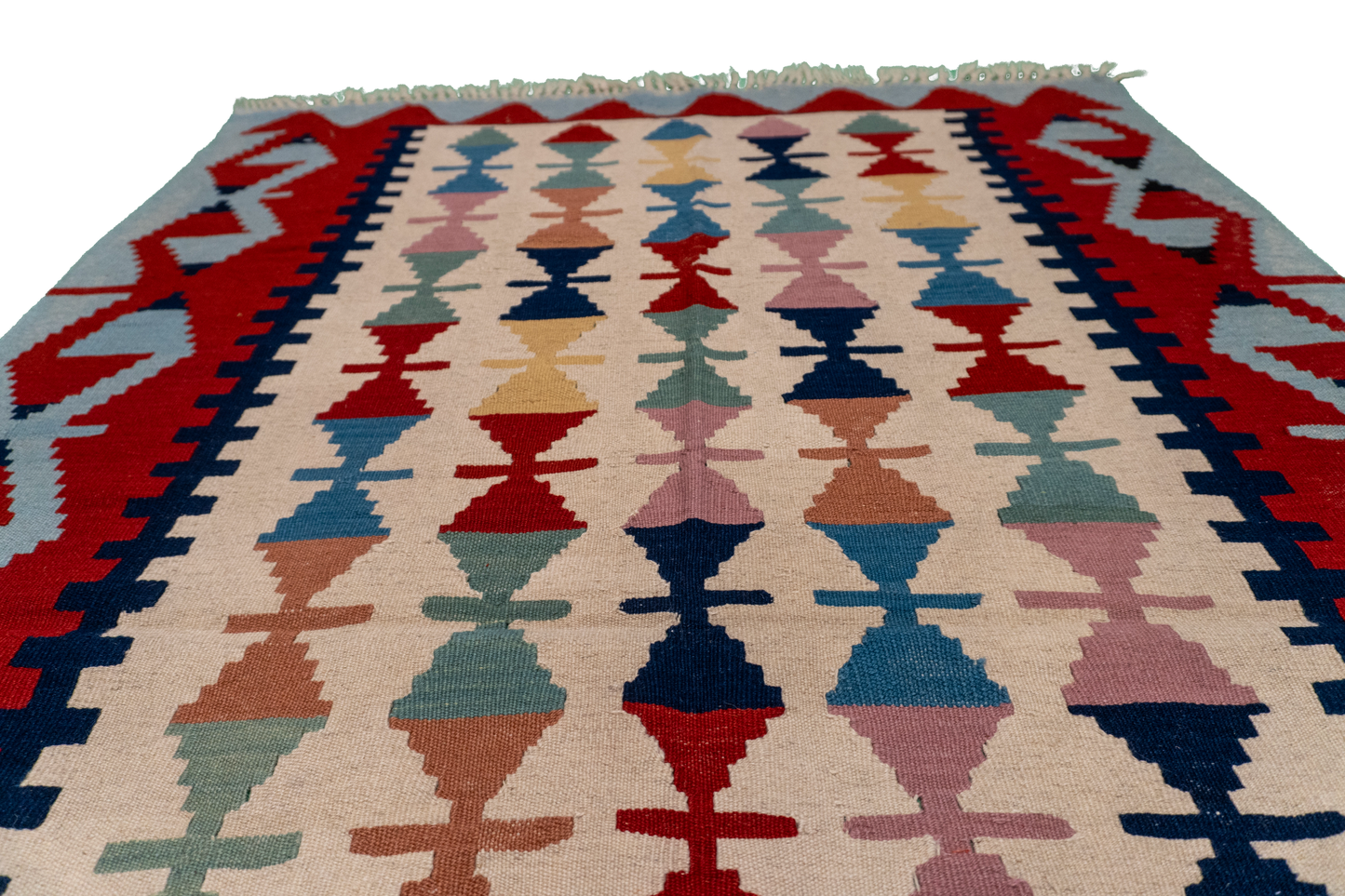 W 3.9 - L 5.9 - Kilim Wool All Over Rectangle - Finest Hand-Made Quality Wool - 12183