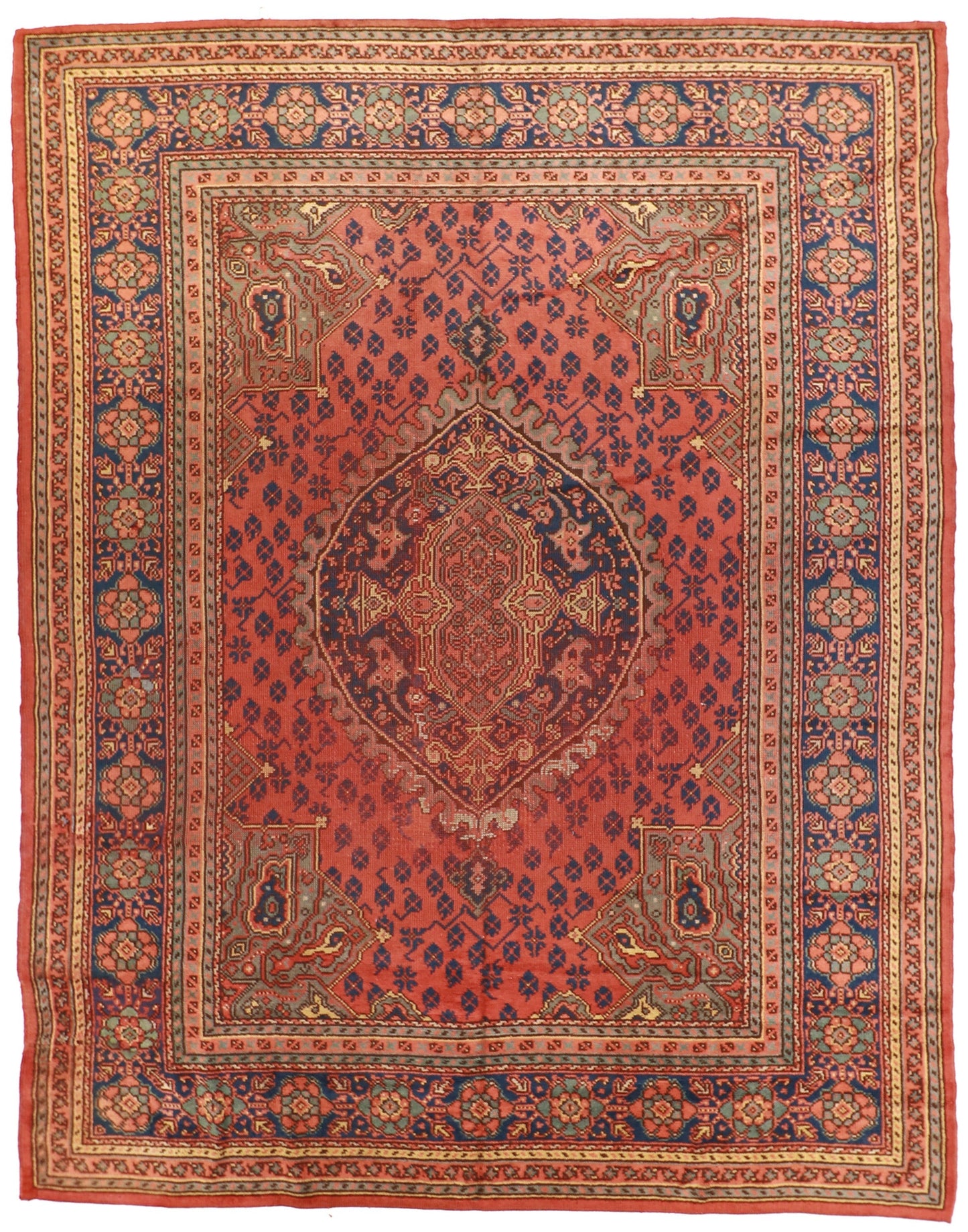 10 x 13 - Oushak Antique Fine All Over Rectangle - Hand Knotted Rug — 12273
