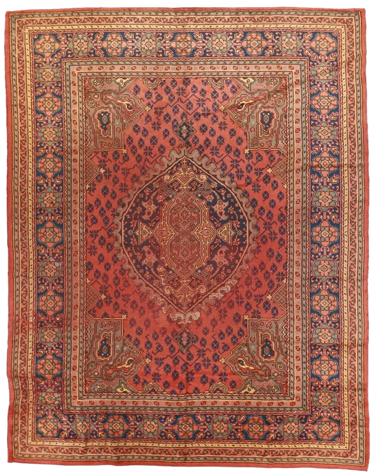 10 x 13 - Oushak Antique Fine All Over Rectangle - Hand Knotted Rug — 12273