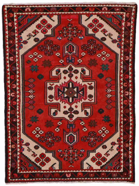 3.6 x 5 - Hamadan Wool All Over Rectangle - Finest Hand-Knotted Quality Wool — 12501