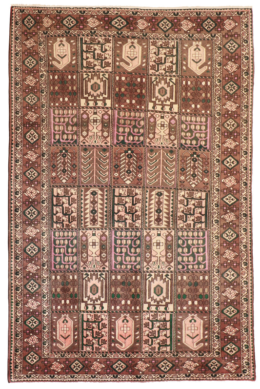 W 6.6 L 9.11 Baktiarie 100% Wool Hand-Woven All-Over Design - 12691