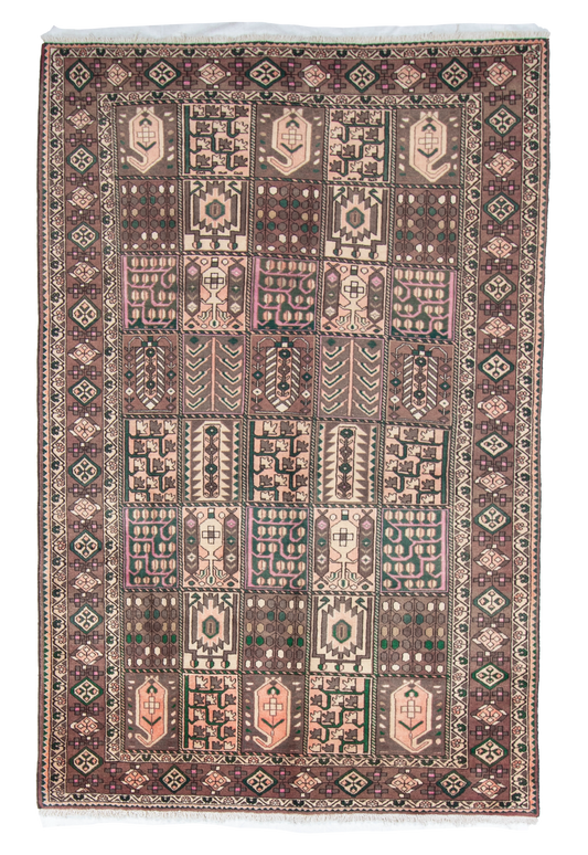 W 6.6 L 9.11 Baktiarie 100% Wool Hand-Woven All-Over Design - 12691