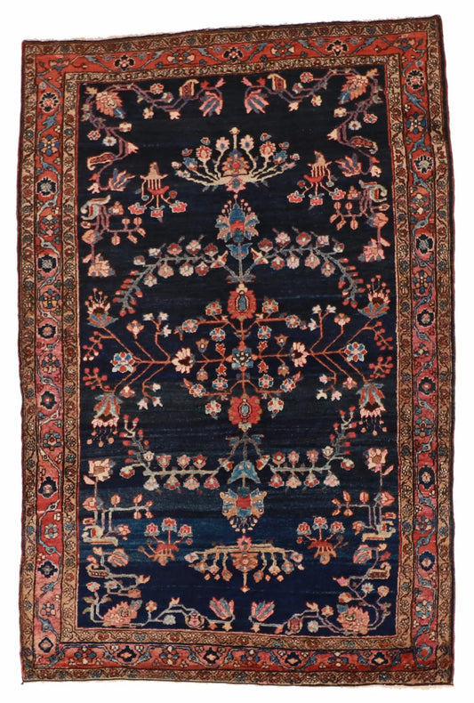 4.4 x 6.6 - Farahan Wool Traditional Rectangle - Finest Hand-Knotted Quality Wool — 12730