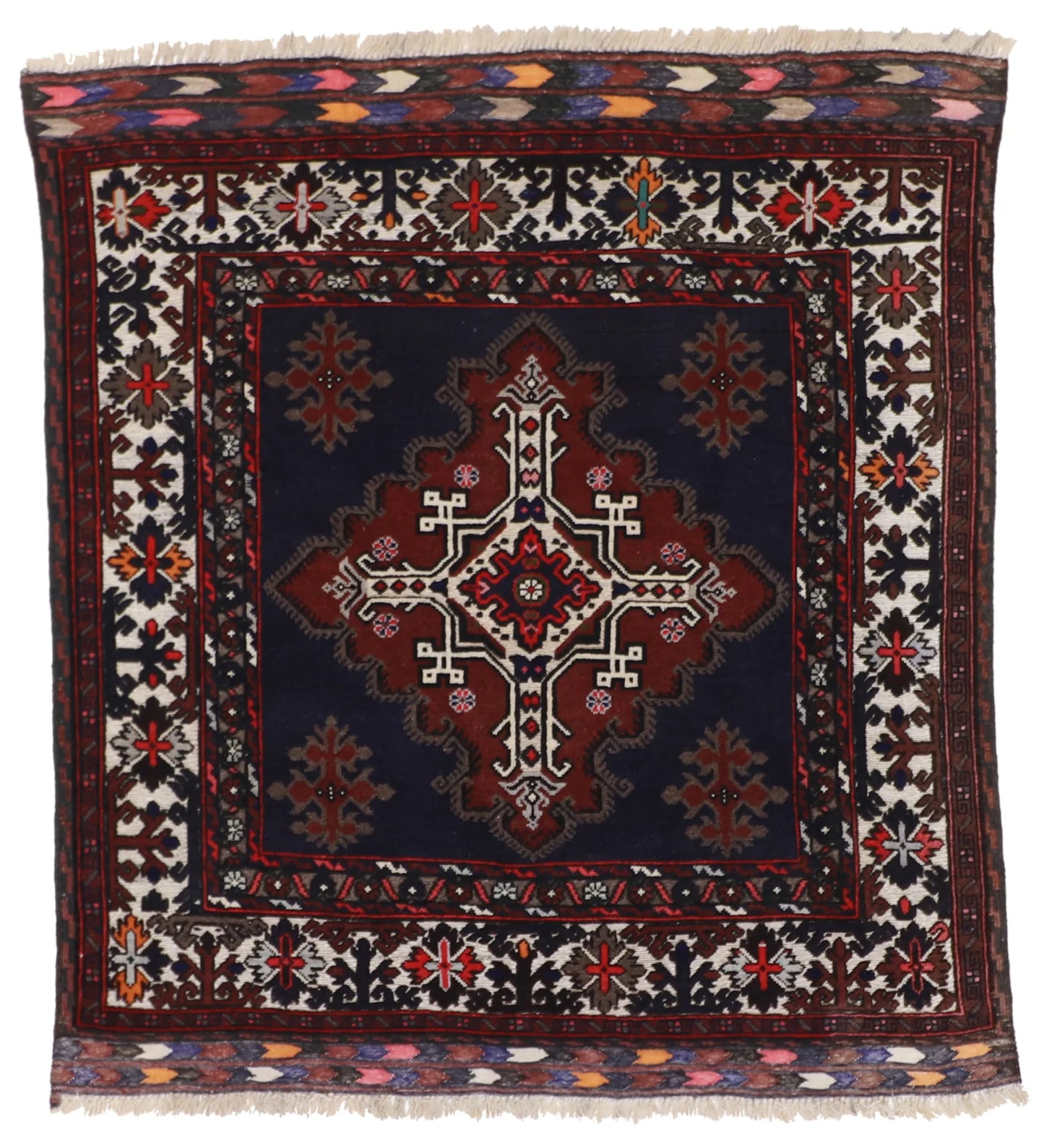 4.60 x 5 - Sarouk Wool Traditional Rectangle - Finest Hand-Knotted Quality Wool — 12790