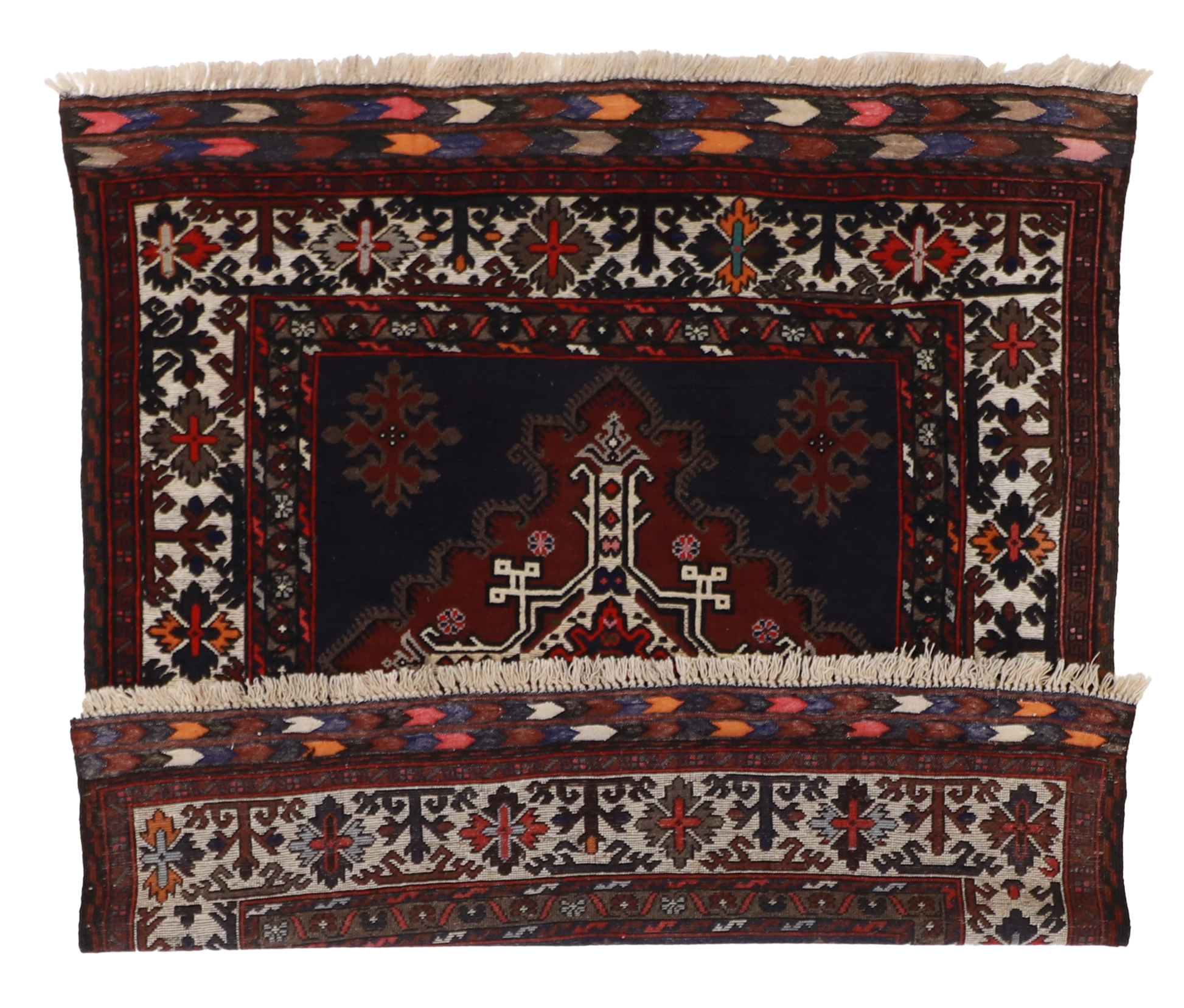 W 4.6 L 5 Sumak 100% Wool Hand-Woven Geometric Design - 12790