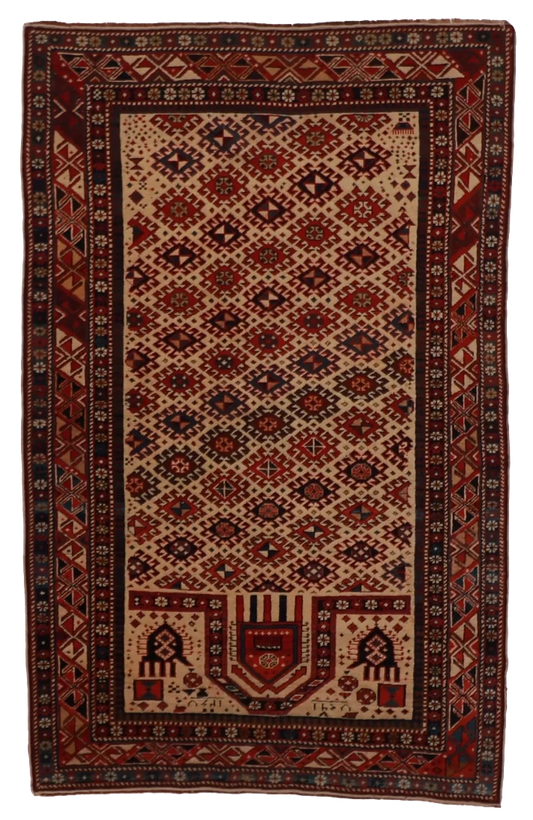 W 3.5 L 5.4 Shirvan 100% Wool Hand-Woven All-Over Design - 12814