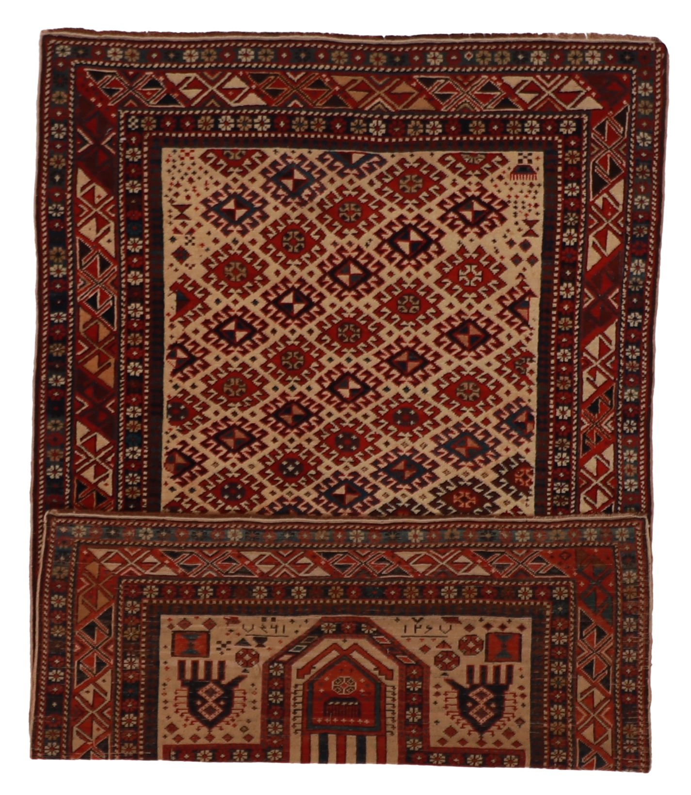 W 3.5 L 5.4 Shirvan 100% Wool Hand-Woven All-Over Design - 12814