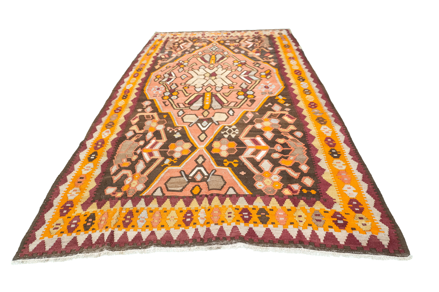 W 5.5 L 9.2 Azerbaijan 100% Wool Hand-Woven All-Over Design - 12838