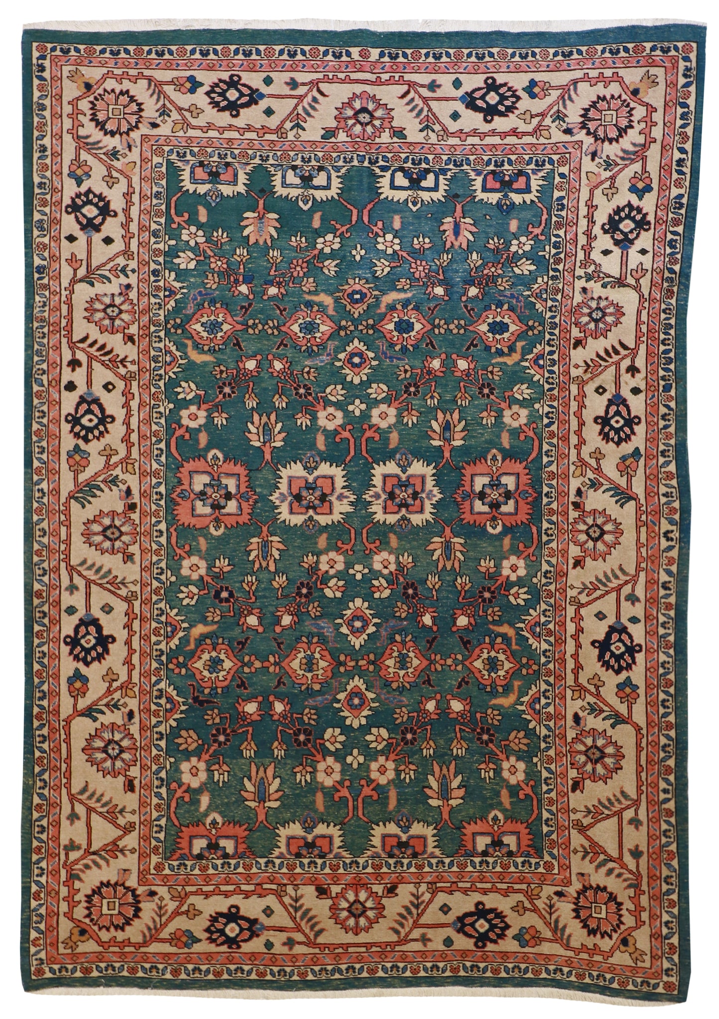 W 6.5 L 9.3 Mahal 100% Wool Handmade All Over Design - 12943