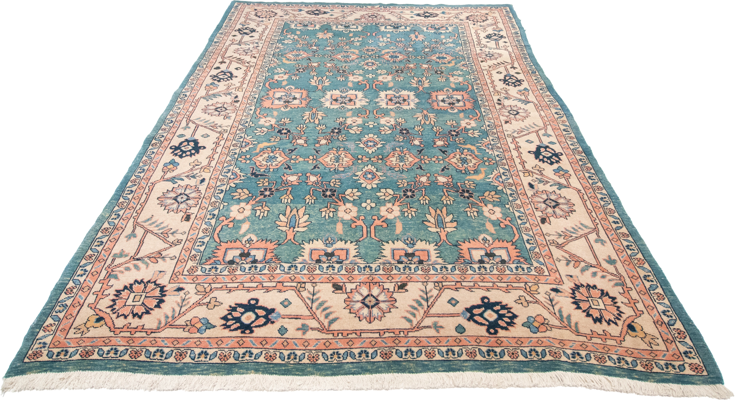 W 6.5 L 9.3 Mahal 100% Wool Hand-Woven All-Over Design - 12943