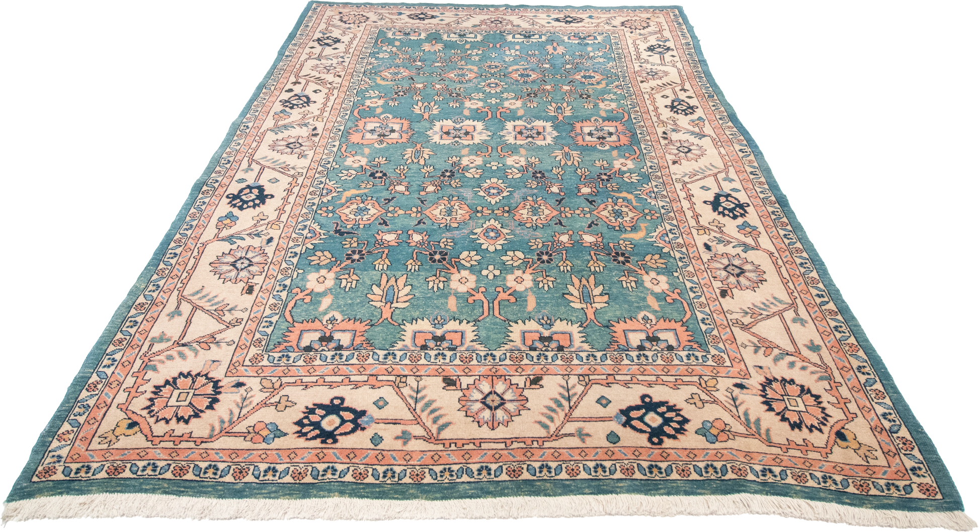 W 6.5 L 9.3 Mahal 100% Wool Hand-Woven All-Over Design - 12943