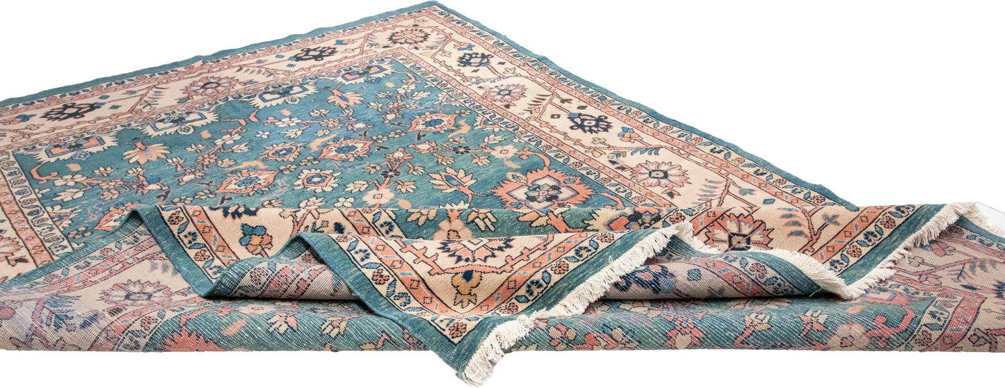 W 6.5 L 9.3 Mahal 100% Wool Hand-Woven All-Over Design - 12943