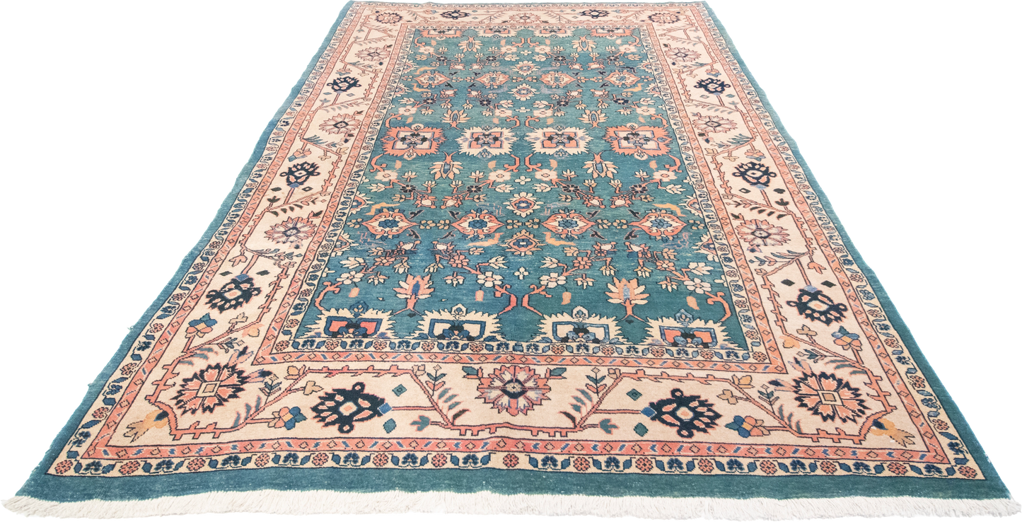 W 6.5 L 9.3 Mahal 100% Wool Hand-Woven All-Over Design - 12943