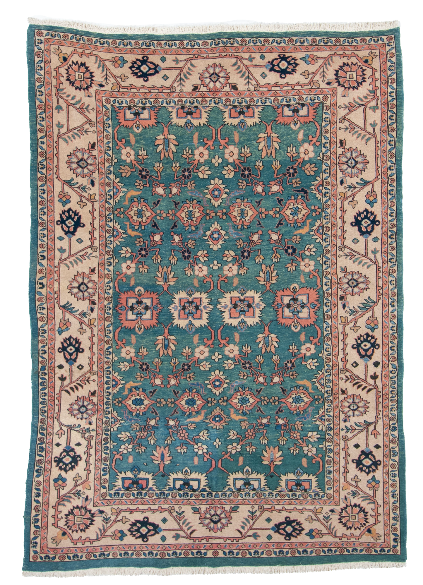 W 6.5 L 9.3 Mahal 100% Wool Hand-Woven All-Over Design - 12943