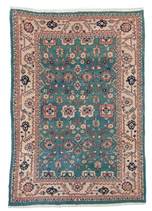 W 6.5 L 9.3 Mahal 100% Wool Hand-Woven All-Over Design - 12943