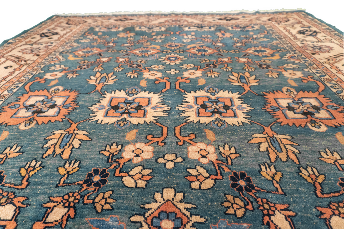 W 6.5 L 9.3 Mahal 100% Wool Handmade All Over Design - 12943