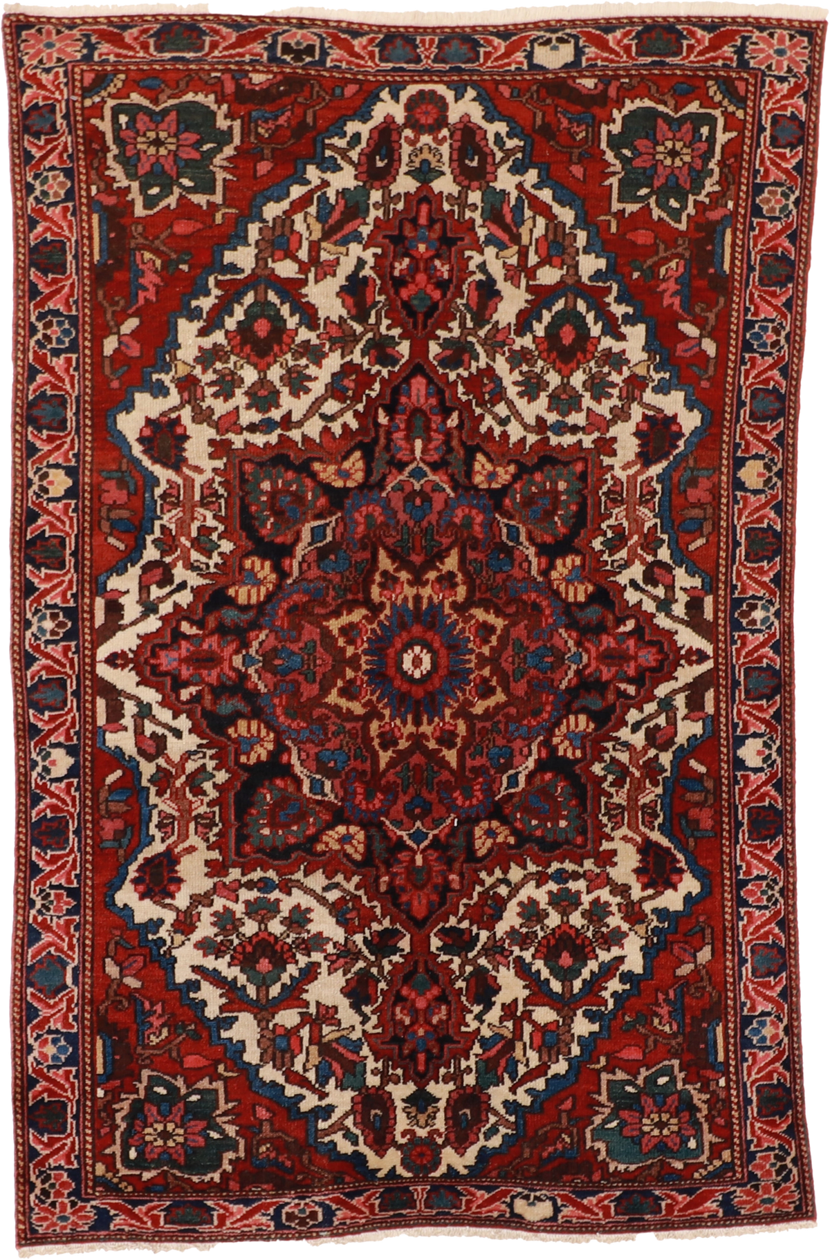 W 4.4 L 6.7 Bakhtiarie S. Antique 100% Wool Hand-Woven Geometric Design - 12944