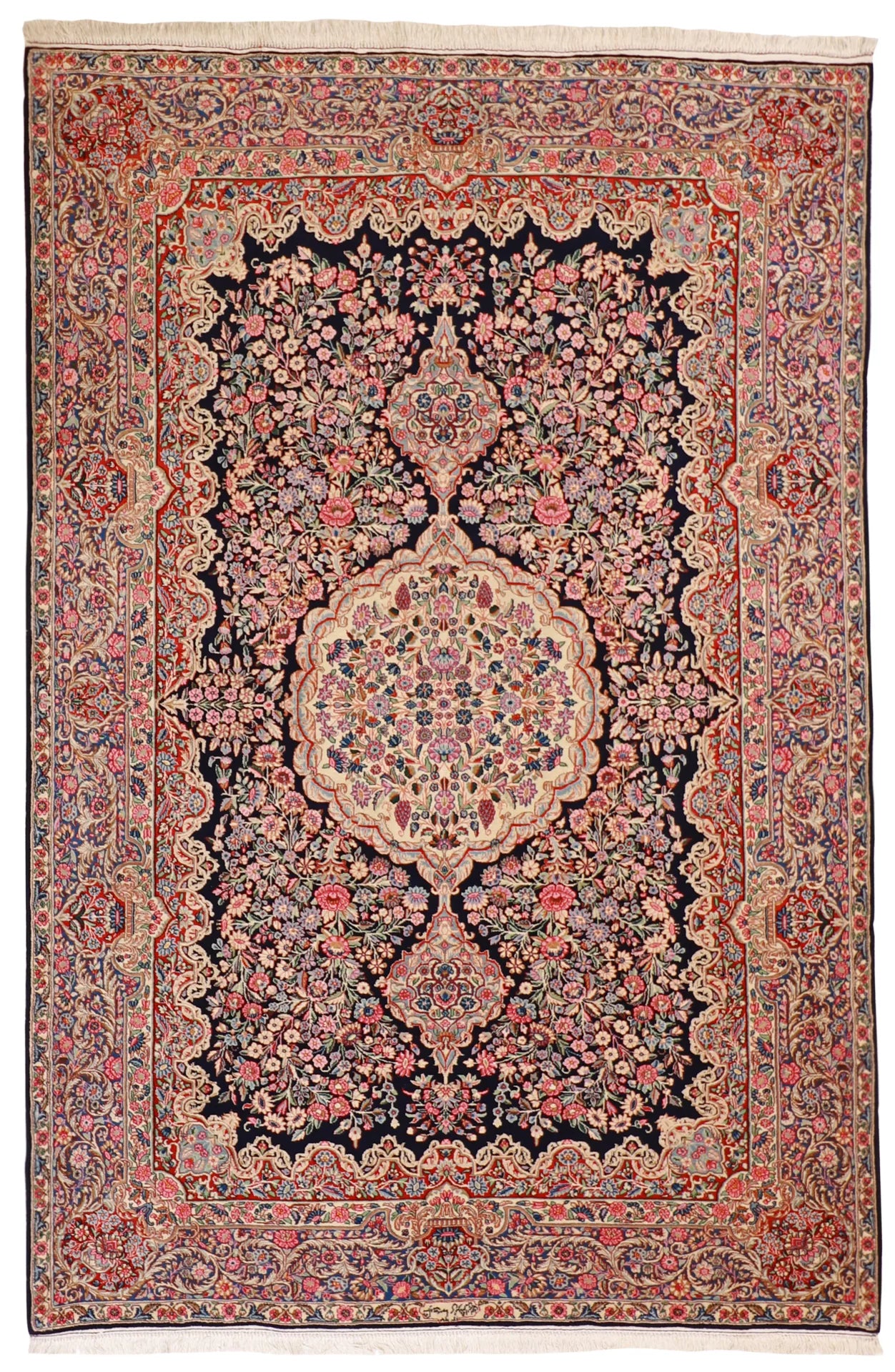 W 6.8 L 10 Kerman S. Antique 100% Wool Hand-Woven All-Over Design - 12948