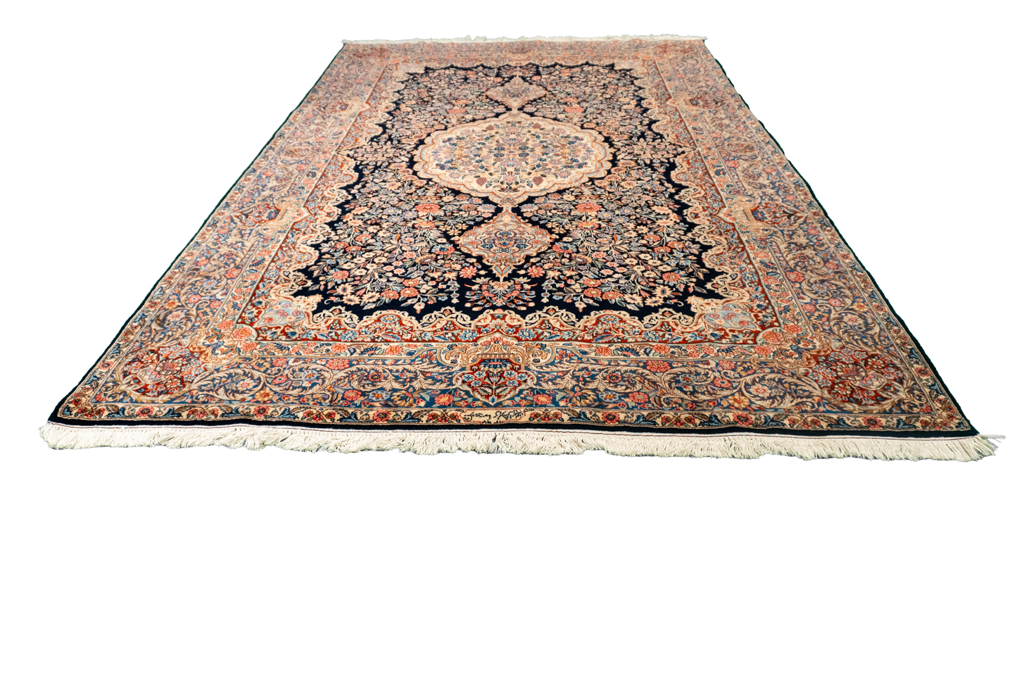 W 6.8 L 10 Kerman S. Antique 100% Wool Hand-Woven All-Over Design - 12948