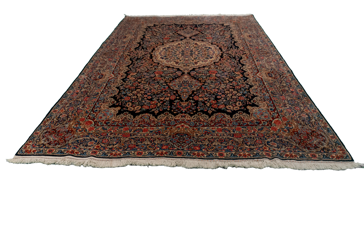 W 6.8 L 10 Kerman S. Antique 100% Wool Hand-Woven All-Over Design - 12948