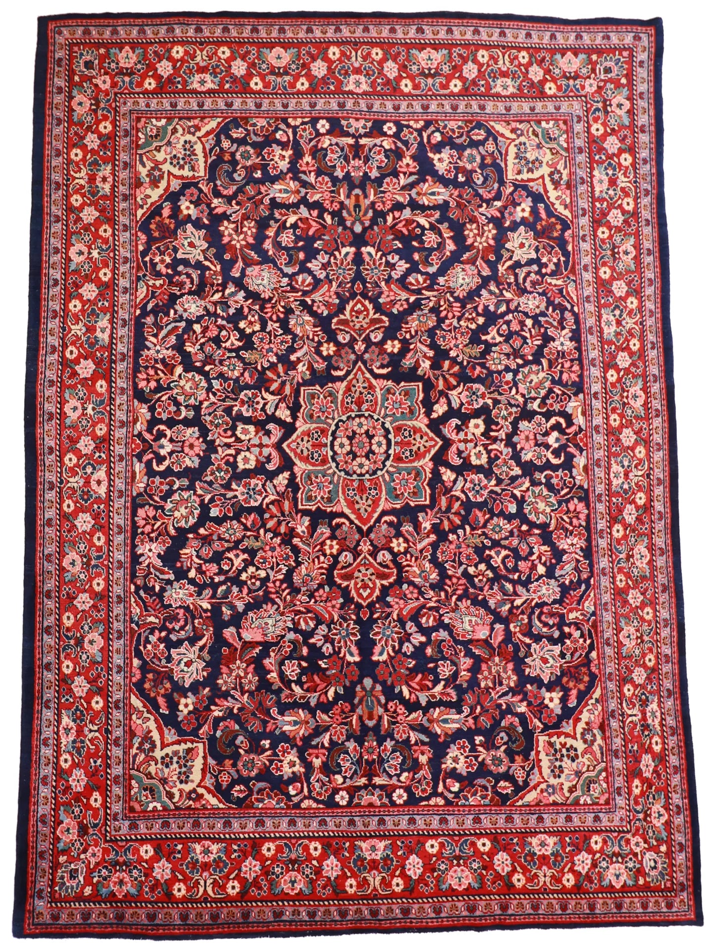 W 9 L 12 Mahal 100% Silk Hand-Woven Floral Design - 13021