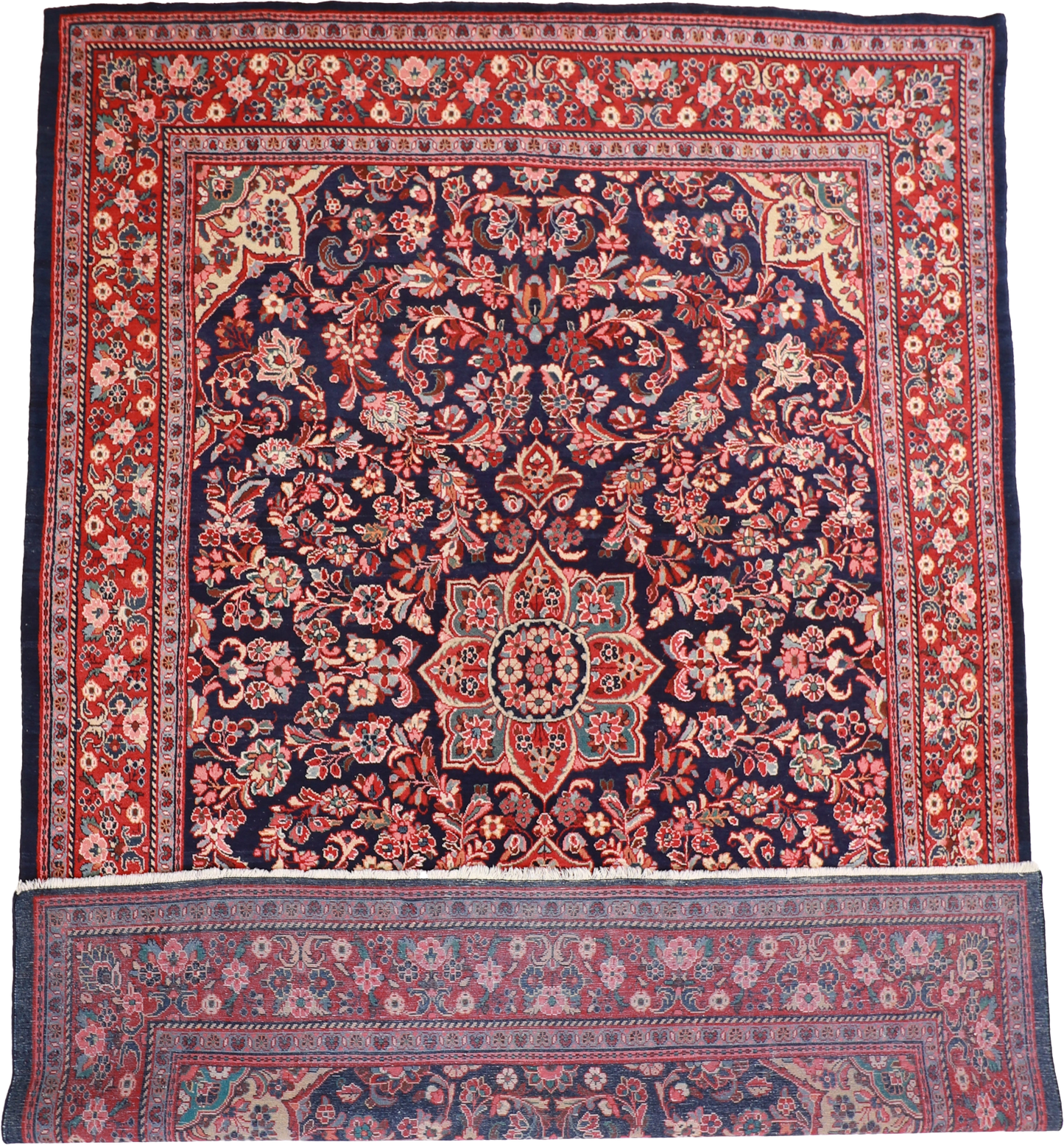 W 9 L 12 Mahal 100% Silk Hand-Woven Floral Design - 13021