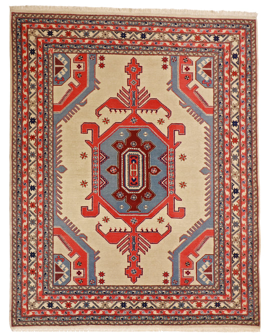 W 8 L 10 Serapie 100% Wool Hand-Woven Geometric Design - 13023