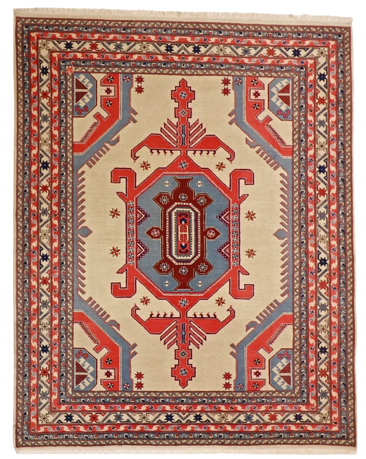 W 8 L 10 Serapie 100% Wool Hand-Woven Geometric Design - 13023