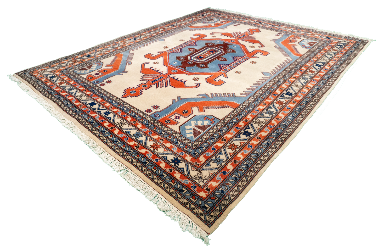 W 8 L 10 Serapie 100% Wool Hand-Woven Geometric Design - 13023