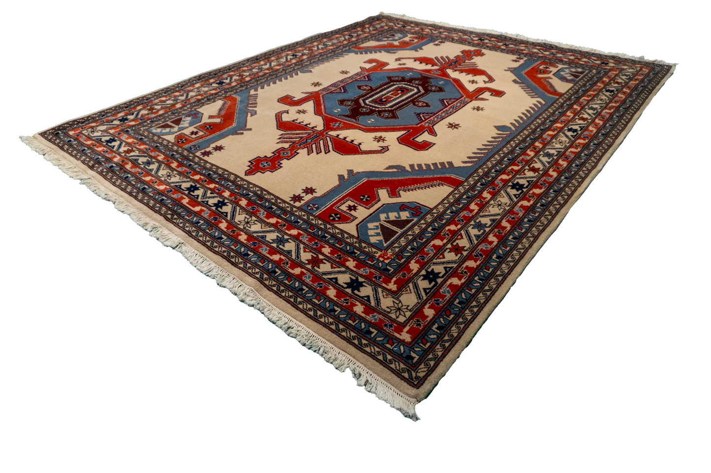 W 8 L 10 Serapie 100% Wool Hand-Woven Geometric Design - 13023