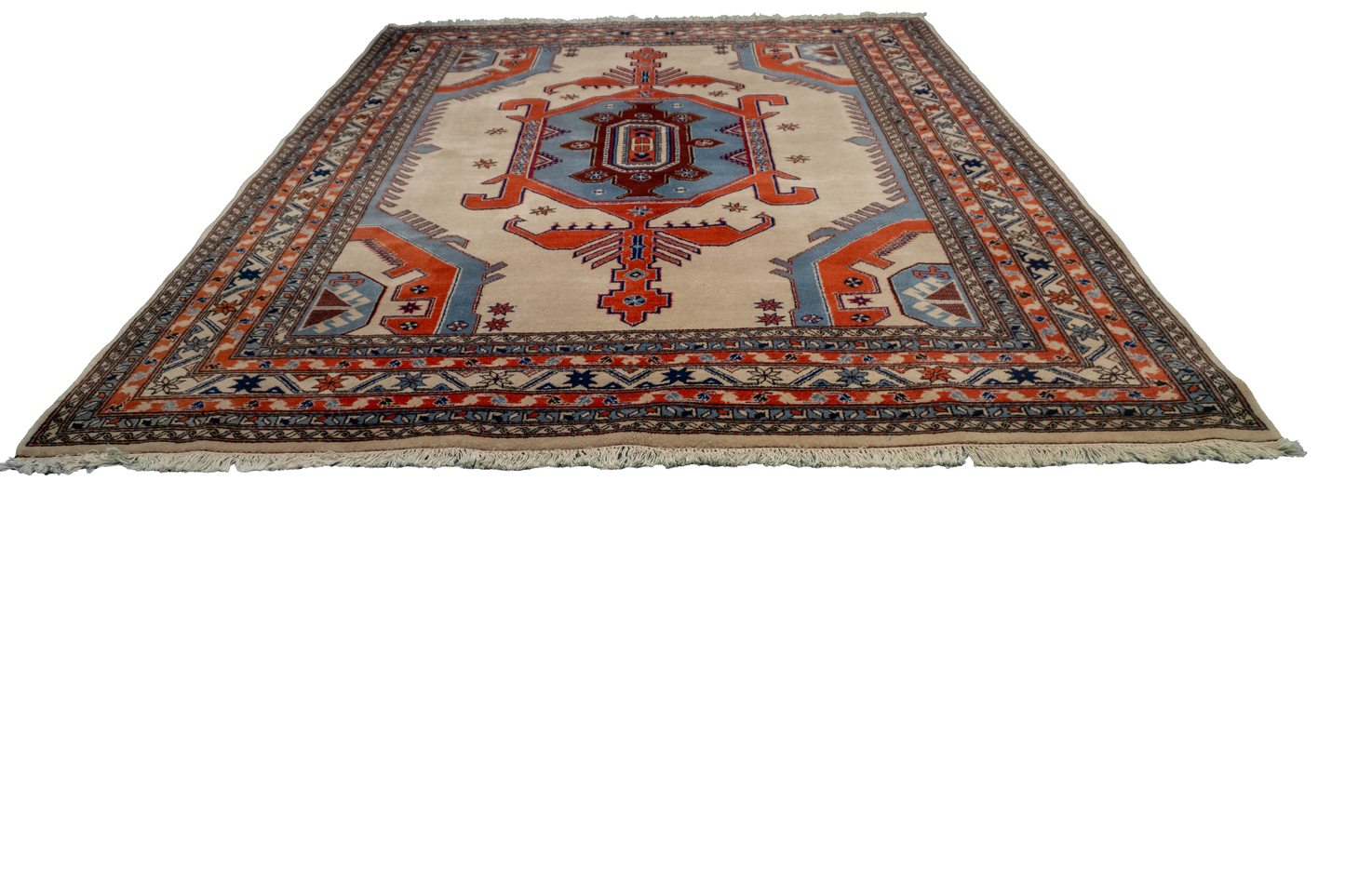 W 8 L 10 Serapie 100% Wool Hand-Woven Geometric Design - 13023