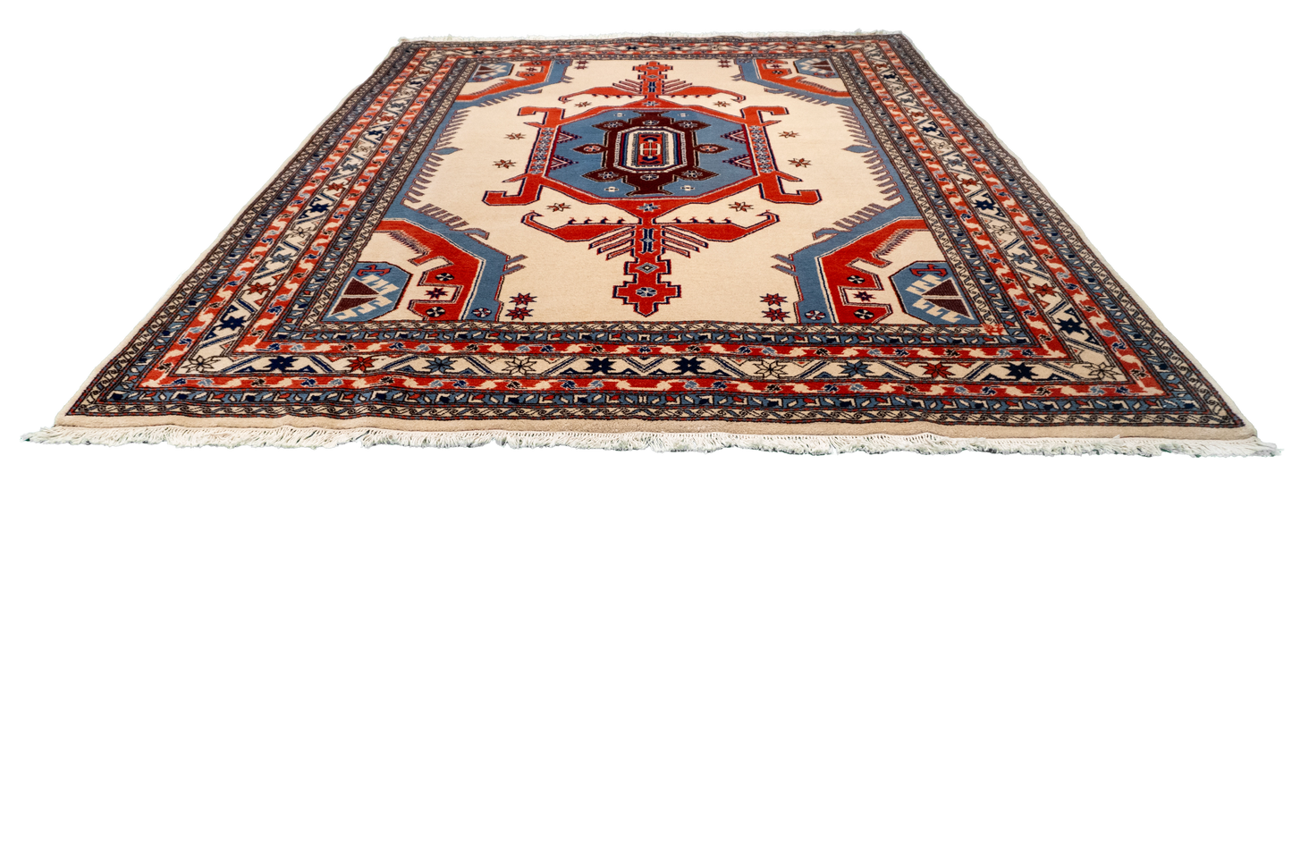 W 8 L 10 Serapie 100% Wool Hand-Woven Geometric Design - 13023