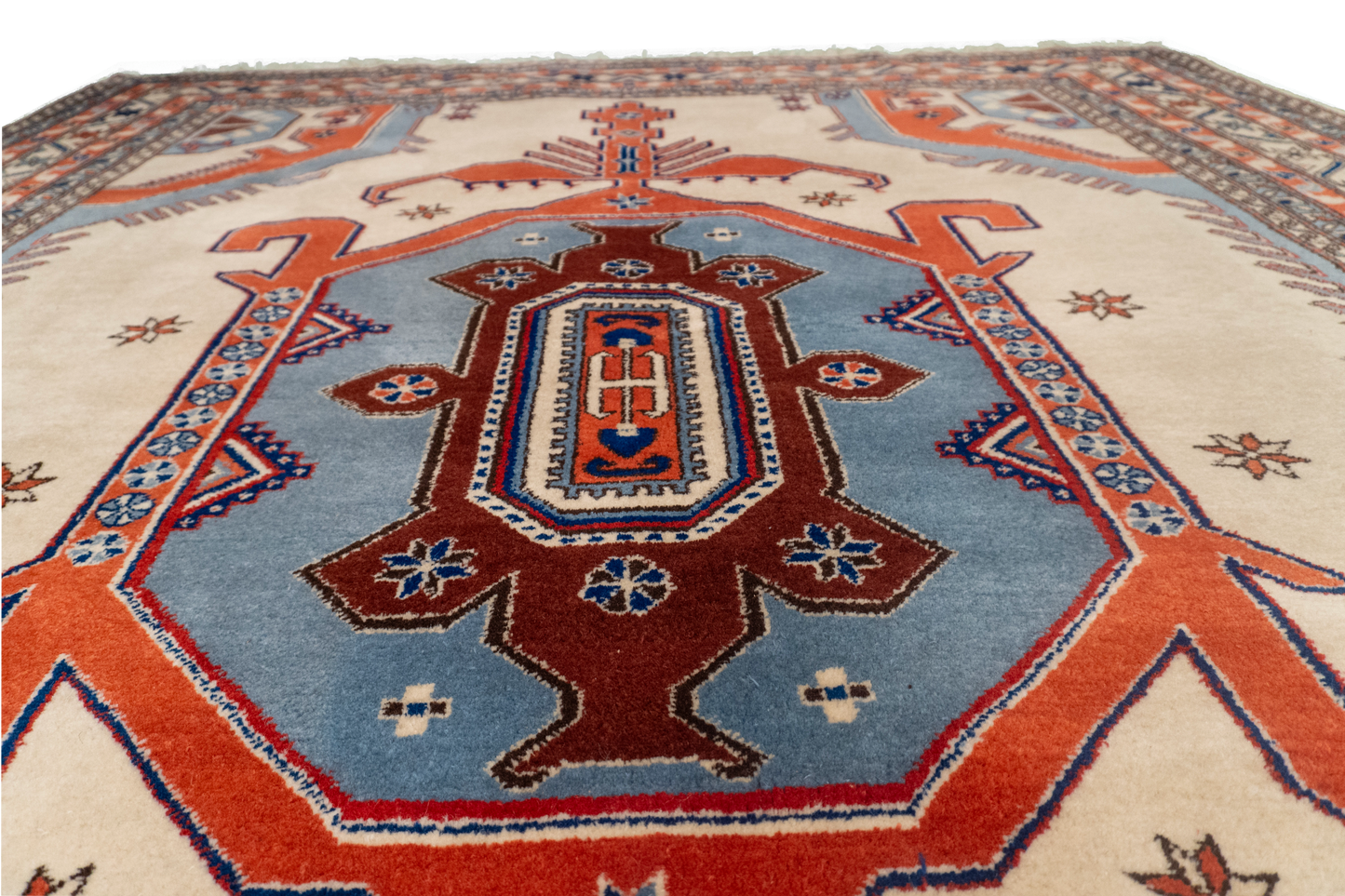 W 8 L 10 Serapie 100% Wool Hand-Woven Geometric Design - 13023