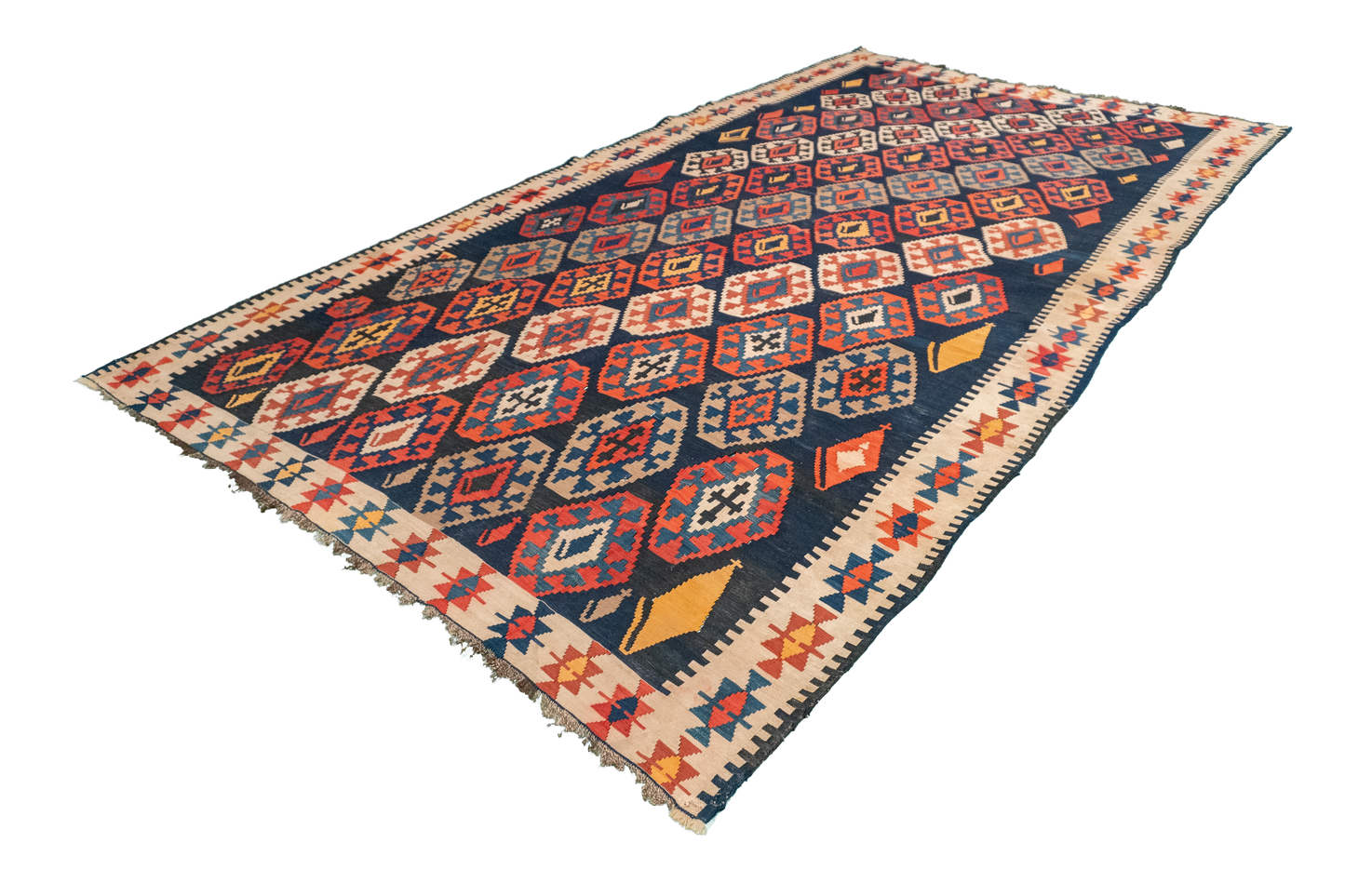 W 6.2 L 10.10 Gegem Antique 100% Wool Hand-Woven Geometric Design - 13094