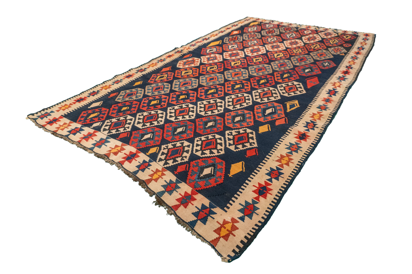 W 6.2 L 10.10 Gegem Antique 100% Wool Hand-Woven Geometric Design - 13094