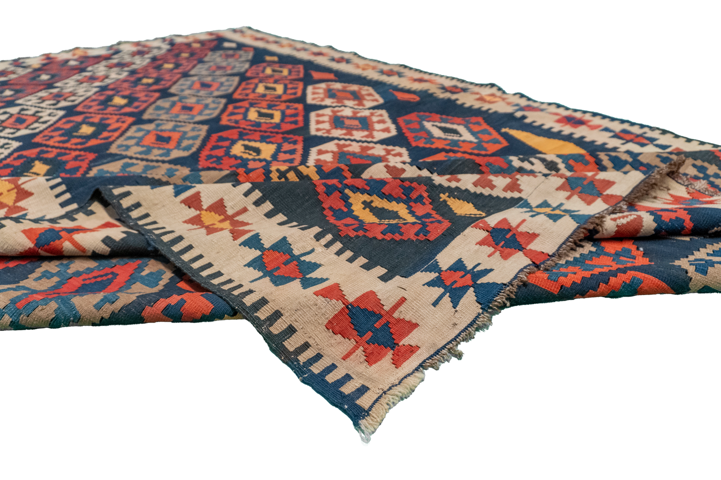 W 6.2 L 10.10 Gegem Antique 100% Wool Hand-Woven Geometric Design - 13094