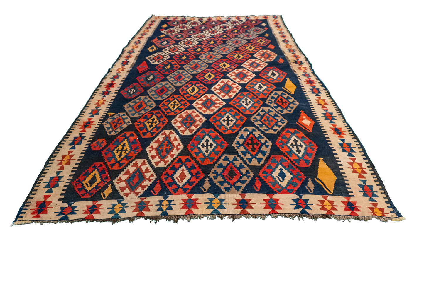W 6.2 L 10.10 Gegem Antique 100% Wool Hand-Woven Geometric Design - 13094