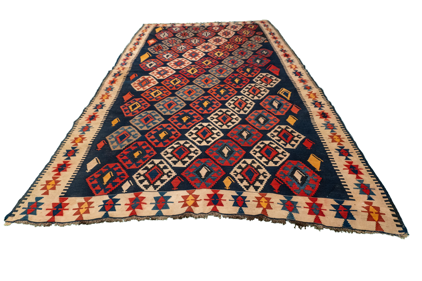 W 6.2 L 10.10 Gegem Antique 100% Wool Hand-Woven Geometric Design - 13094
