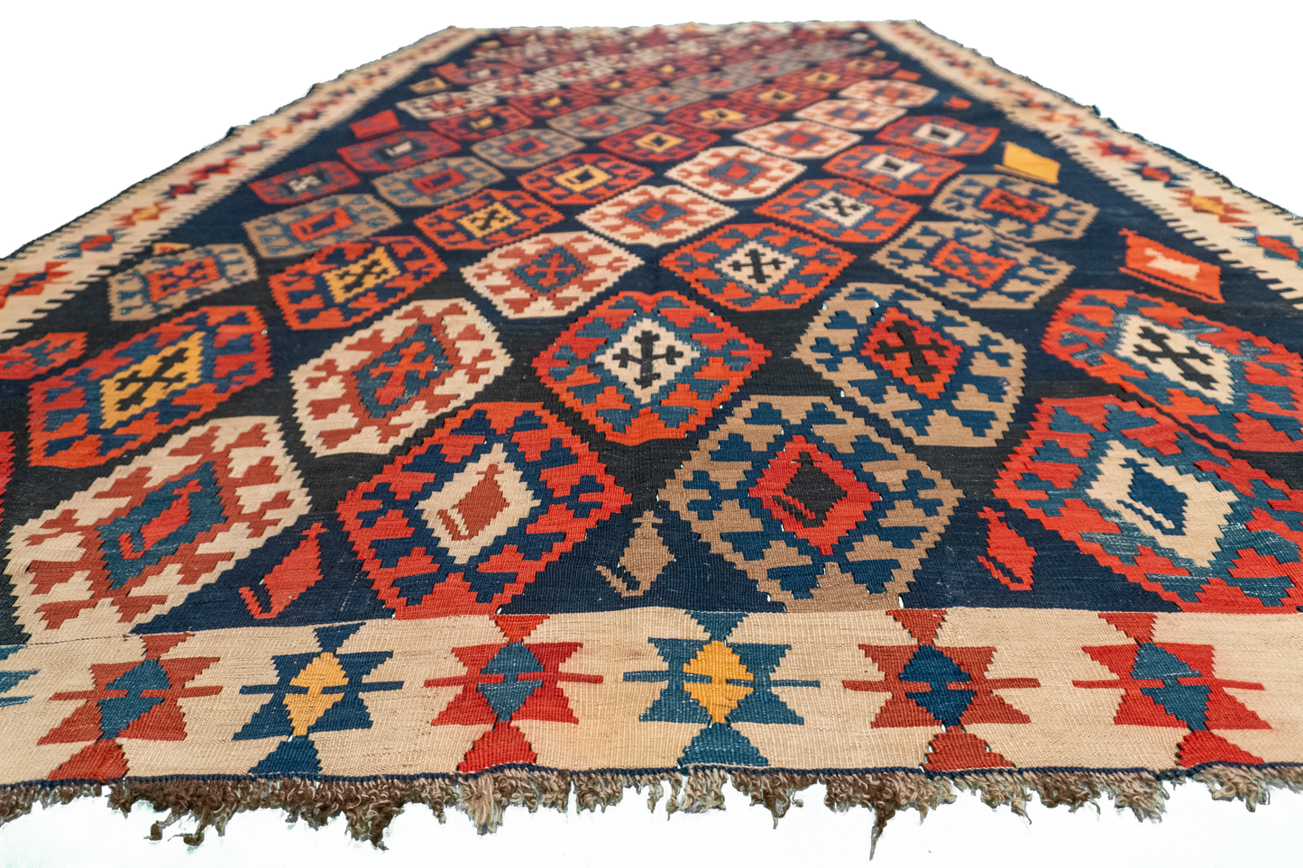 W 6.2 L 10.10 Gegem Antique 100% Wool Hand-Woven Geometric Design - 13094