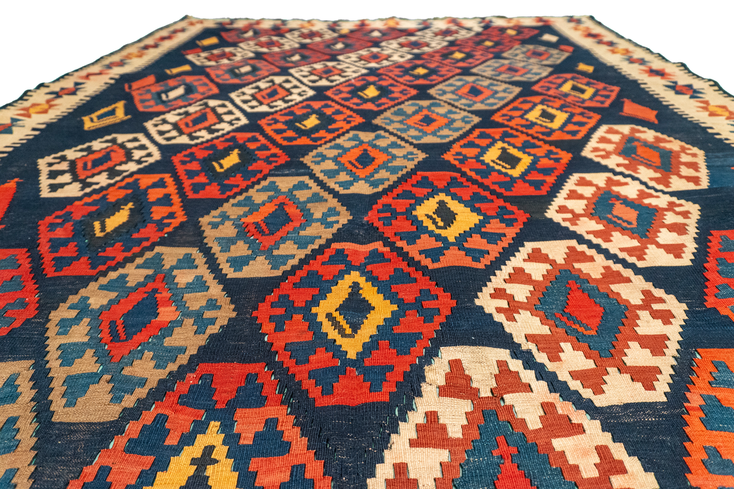 W 6.2 L 10.10 Gegem Antique 100% Wool Hand-Woven Geometric Design - 13094