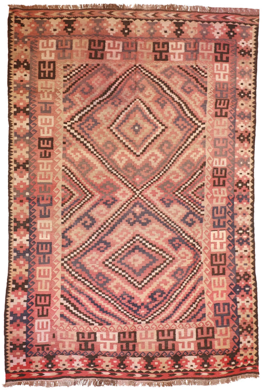 9 x 13.9 - Kilim Wool Modern Rectangle - Finest Hand-Knotted Quality Wool — 13147