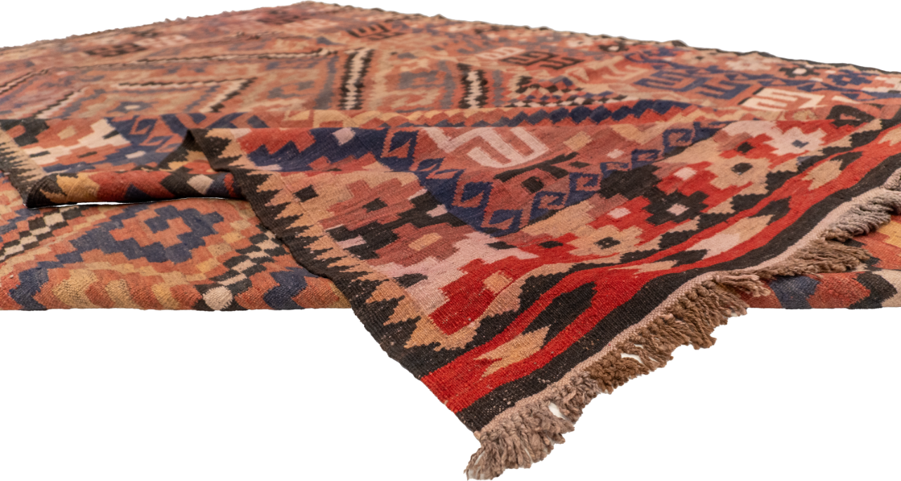 W 9 L 13.9 Kilim 100% Wool Hand-Woven Modern Design - 13147